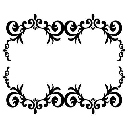 Lace black patterned frame with monograms. Decorative elements. Design templates for invitations, labels. Wedding monograms. Calligraphic elegant ornament.のイラスト素材