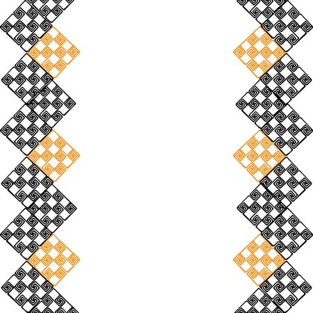 Seamless pattern with geometric pattern. Ethnic motifs with rhombuses and squares. White black. Tribal motifs with textile print for wallpaper, fabric, curtains, textiles, clothes.のイラスト素材