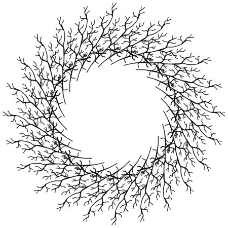 Hand drawn wreath set made in vector. Leaves, flowers and berries garlands. floral design elements.のイラスト素材