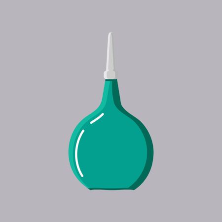 Rubber medical enema, vector illustration, flat style. To cleanse the intestines and treat digestive system diseases and cleanse the body. Medical instruments. Vector illustration isolated.のイラスト素材