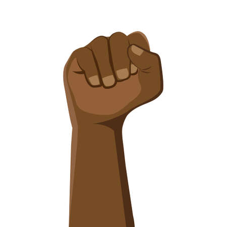 Raised fist. Clenched fist black leather. The concept of international unity and cooperation.のイラスト素材