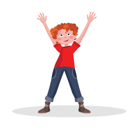 Schoolboy, smiling little boy, teenager. Isolated on a white background.のイラスト素材