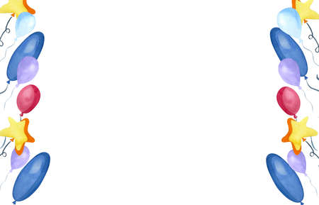 Frame. Festive balloons with a frame for congratulations.の写真素材