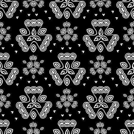 Monochrome minimalist tribal pattern with ethnic sun and lily flower. Inspired by the signs of the Gothic culture.のイラスト素材