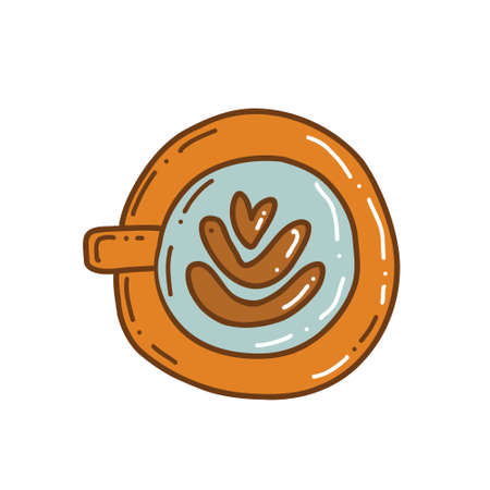 Coffee time poster concept. Coffee party card design. Hand drawn doodle illustrations, cups and sweets.のイラスト素材