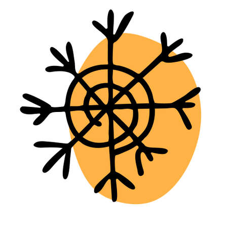 Snowflake doodle graphic hand drawn set. Black on white. Collection of snowflakes for Christmas winter design. Snowflakes icons. Snowflake vector icon. Christmas design. Vector illustration.のイラスト素材