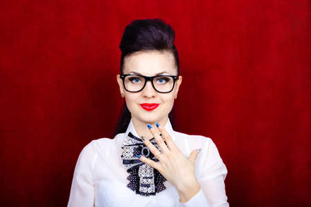 Beautiful woman with a bright manicureの写真素材