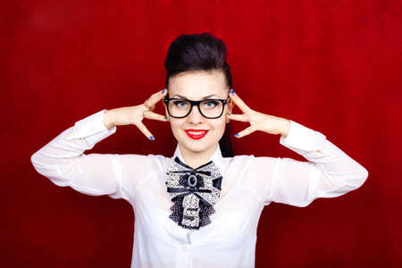 Stylish business lady with glassesの写真素材