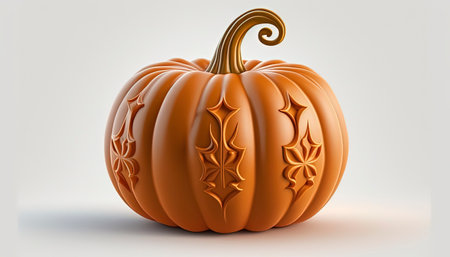 Trick or treat concept. Pumpkin isolated on white background. 3D illustration. Halloween pumpkin head jack lantern. Evil Halloween pumpkin head isolated on white background.の写真素材