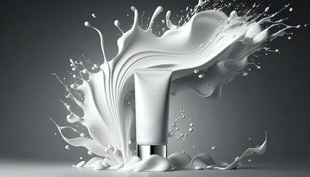 Winter skin care. White tube mock-up for cream, tooth paste, gel, sauce, paint, glue. Packaging collection. Cream tube isolated on white background. Blank white cosmetic tube pack of cream or gel.の写真素材