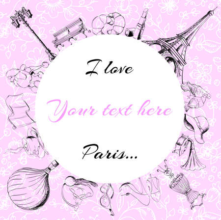 Greeting card welcome to Paris Journeyのイラスト素材