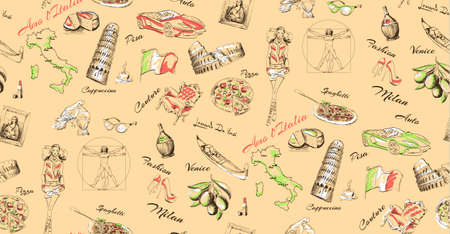 seamless texture welcome to Italy vectorのイラスト素材
