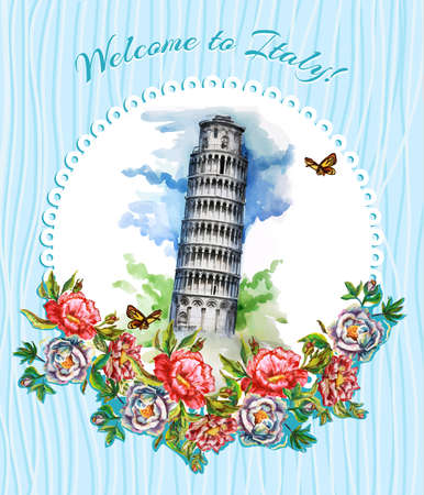 Greeting card welcome to Italy vectorのイラスト素材