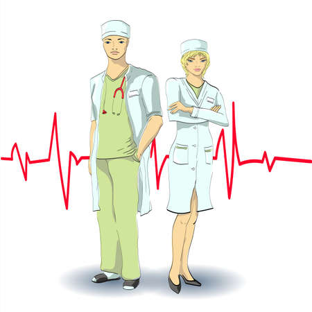 the doctor and nurseのイラスト素材