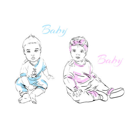 the children sit on the floorのイラスト素材