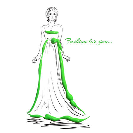 Beautiful girl hand painted, bar, fashion womanのイラスト素材