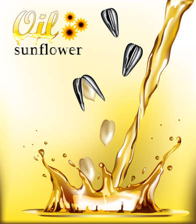 Golden oil spray sunflower olive vector illustrationのイラスト素材