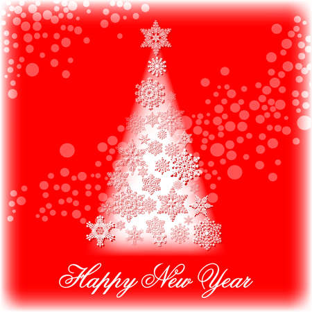 greeting card with snowflakes new year and Christmas treeのイラスト素材