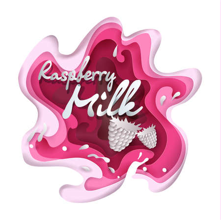 Raspberry milk splash vector illustrationのイラスト素材