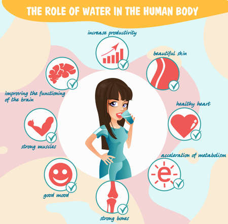 the role of water in the human body, beautiful ready-made design template for broochesのイラスト素材