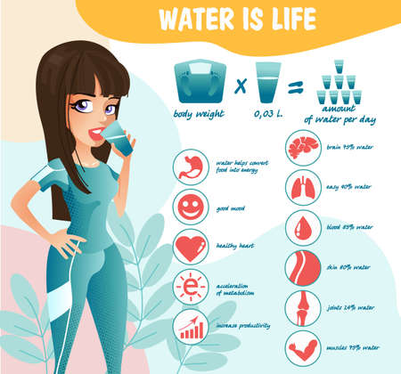 the role of water in the human body, beautiful ready-made design template for broochesのイラスト素材