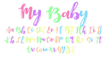 Cute vector doodle alphabet, handwritten letters, caligraphic writing, lettering