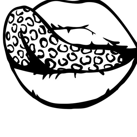 Open Mouth with Red Lips Biting. womens mouth. Vector leopardsのイラスト素材