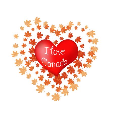Red heart and silhouette of Toronto city, paper stickers. Valentine card in paper art style.のイラスト素材
