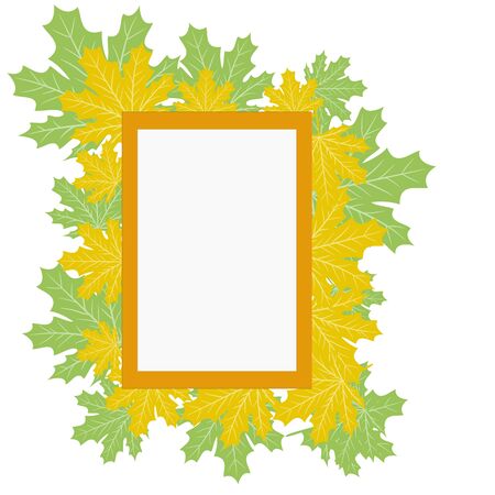 autumn leaves frame Autumn Colorful Leaves Background. Vector.のイラスト素材