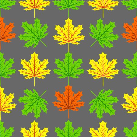 Autumn seamless leaf fall pattern with maple colorful leaves. Design for fall season posters, wrapping papers and holidays decorations. Vector illustrationのイラスト素材