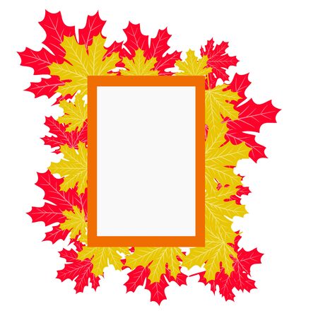 autumn leaves frame Autumn Colorful Leaves Background. Vector.のイラスト素材