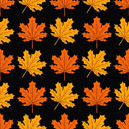 Autumn seamless leaf fall pattern with maple colorful leaves. Design for fall season posters, wrapping papers and holidays decorations. Vector illustrationのイラスト素材