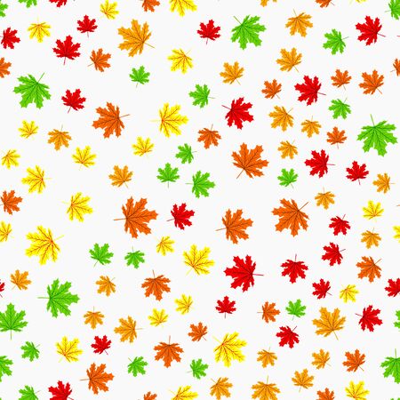 Autumn seamless leaf fall pattern with maple colorful leaves. Design for fall season posters, wrapping papers and holidays decorations. Vector illustrationのイラスト素材