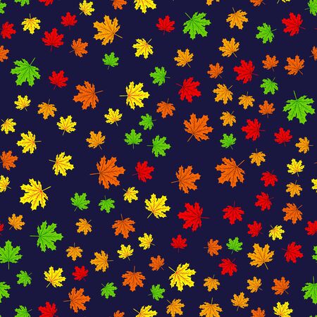 Autumn seamless leaf fall pattern with maple colorful leaves. Design for fall season posters, wrapping papers and holidays decorations. Vector illustrationのイラスト素材