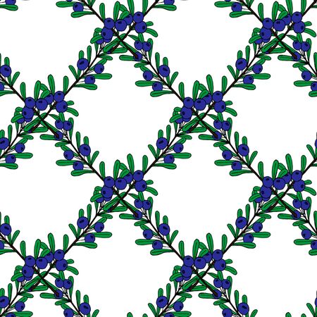Christmas seamless pattern of red and blue holly berries. Christmas holiday pattern.のイラスト素材