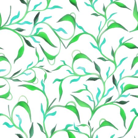 Beautiful hand drawn seamless pattern with watercolour leaves seamless pattern for paper design. Watercolour illustration. Background, wallpaper. hand drawing illustration.の写真素材