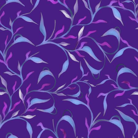 Beautiful hand drawn seamless pattern with watercolour leaves seamless pattern for paper design. Watercolour illustration. Background, wallpaper. hand drawing illustration.の写真素材