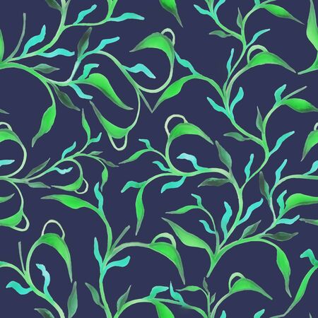 Beautiful hand drawn seamless pattern with watercolour leaves seamless pattern for paper design. Watercolour illustration. Background, wallpaper. hand drawing illustration.の写真素材