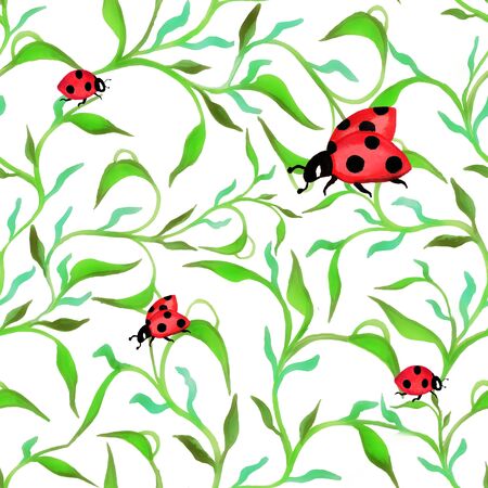 Cartoon seamless pattern watercolour leaves for decorative design. Colorful wallpaper. Watercolour illustration. Seamless texture. Watercolor style. Geometric template.の写真素材