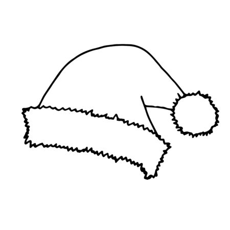 Santa Claus Hat Isolated on white. Hand drawn lamp for garland isolated on a white background.のイラスト素材