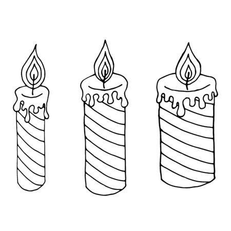 Hand drawn candles. Retro candlesticks. Hand drawn candles isolated on a white background.のイラスト素材