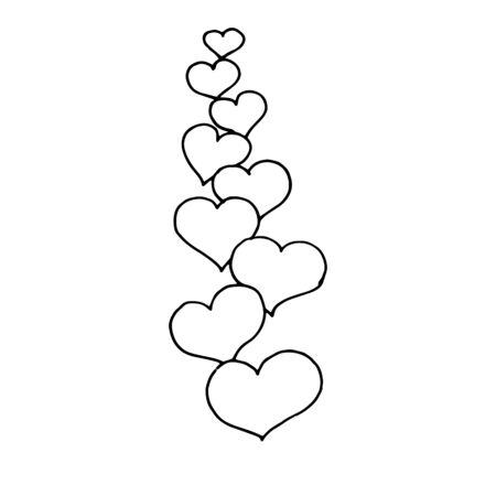 Hand Drawn Calligraphy Heart Isolated on White Background. Perfect for invitation, greeting card, coloring book, textile print. Vector Illustration.のイラスト素材