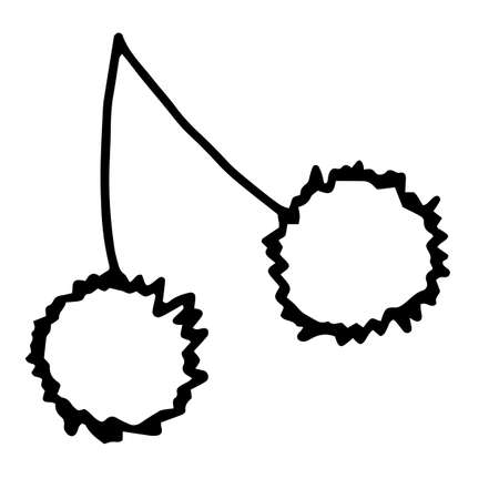 Vector illustration. Cute hat with pumpon isolated on a white background. Cozy holiday winter element. Hand drawn doodle clipart.のイラスト素材