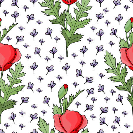 Vintage poppy seamless pattern, great design for any purpose.のイラスト素材
