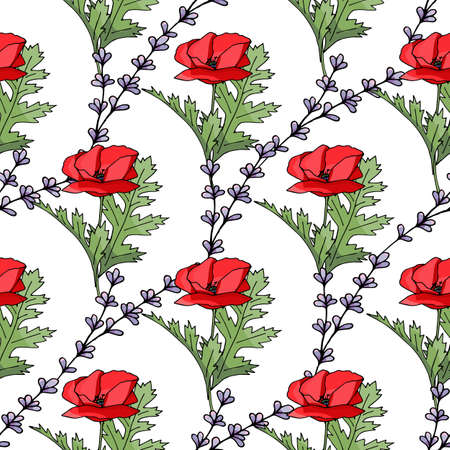 Vintage poppy seamless pattern, great design for any purpose.のイラスト素材