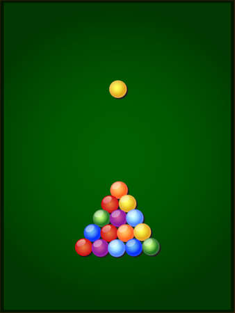 billiard balls on a green table
