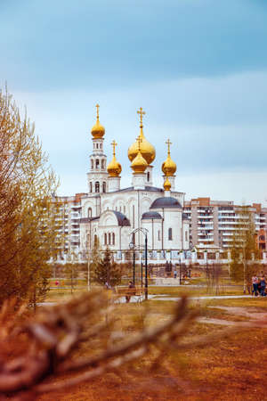 Orthodox church. The Cathedral of the Abakan and Khakass Diocese of the Russian Orthodox Church. Russia, Abakan, - April 24, 2015のeditorial素材