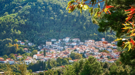 Potamia village on Thasos or Thassos Greek island in the North Aegean Sea travel destination.の写真素材