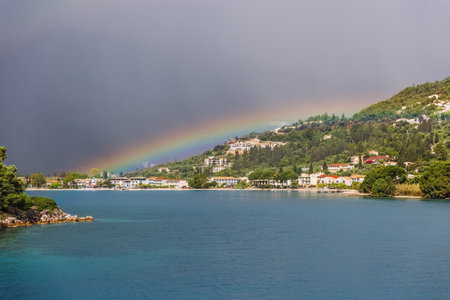 Cruise from Nidri port in Lefkada or Lefkas Greek island, Ionian Sea near Preveza. Summer vacation...