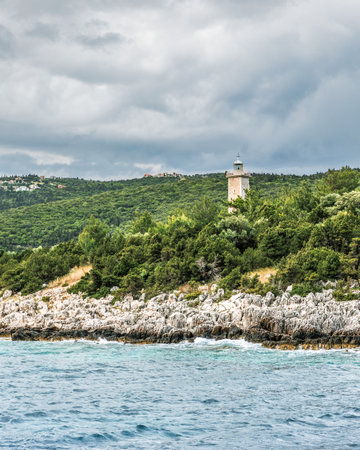 Cruise on Lefkada or Lefkas Greek island, Ionian Sea near Preveza. Summer vacation. Cloudy sky and waves.の写真素材